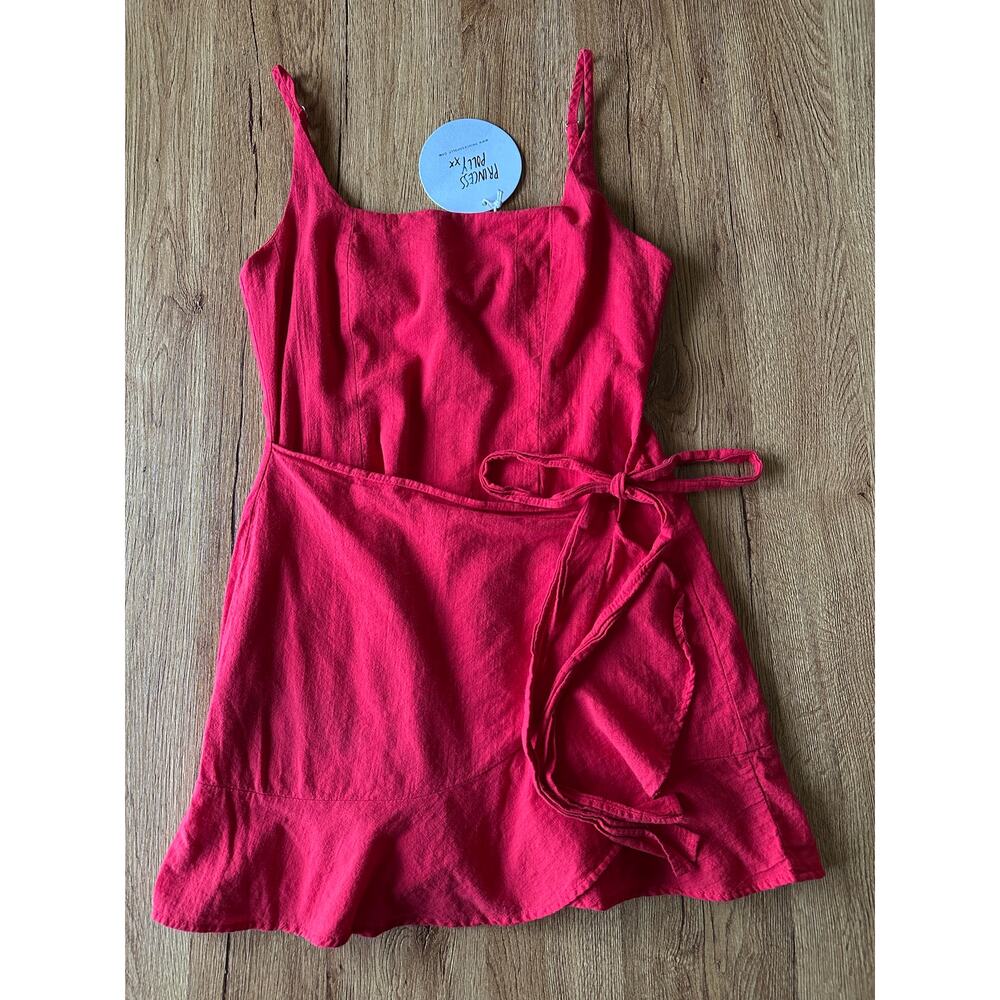 Princess Polly Love Lane Red Mini Wrap Dress Size 6 NWT